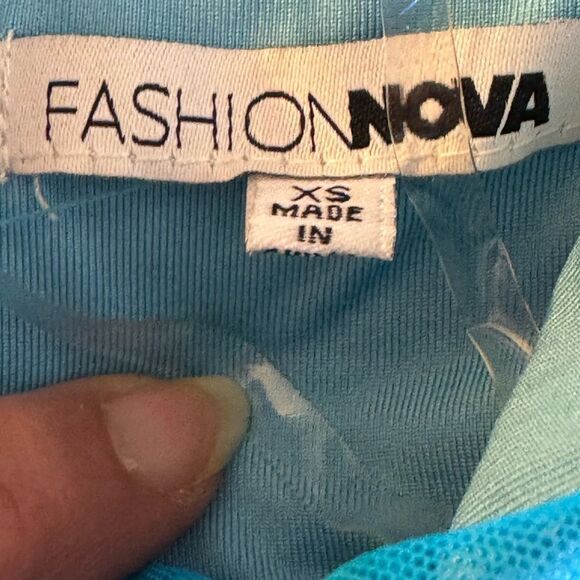 Fashion nova corset top Womens size XS sequin crop blue strapless samantha - Picture 5 of 9
